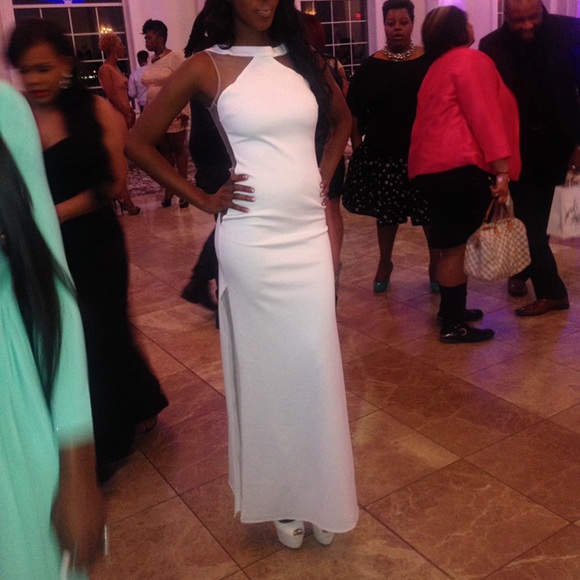 Sexy maxi dress/gown with mesh back w/ high splits - Picture 2 of 8